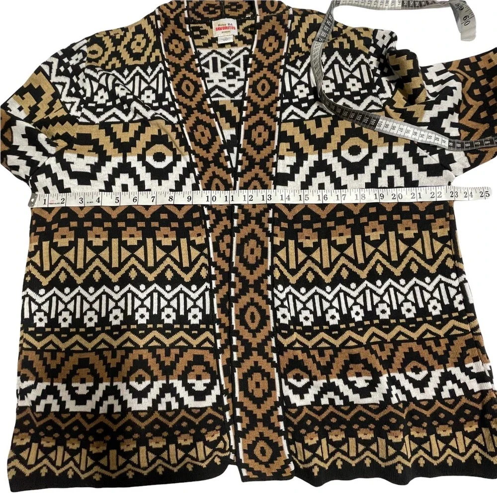 Ruby‎ Rd Cardigan Sweater Womens1X Open Front Southwest Brown USA-Made